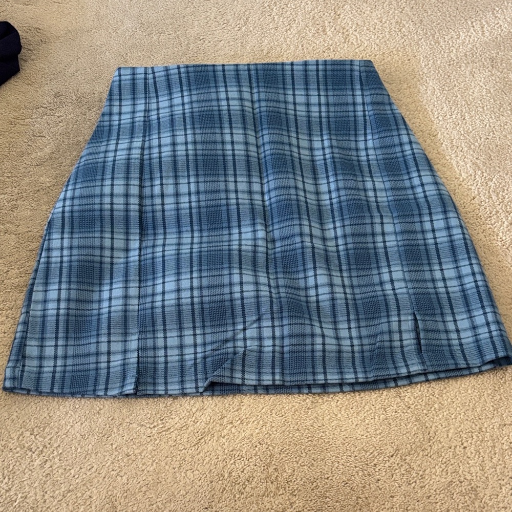 Brandy Melville Blue Checkered A-Line Skirt